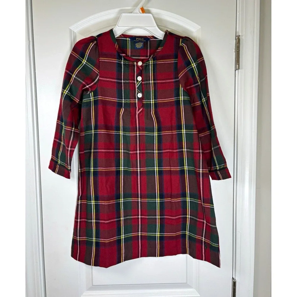 Polo Ralph Lauren Girls Plaid Nightgown Pajamas NWOT